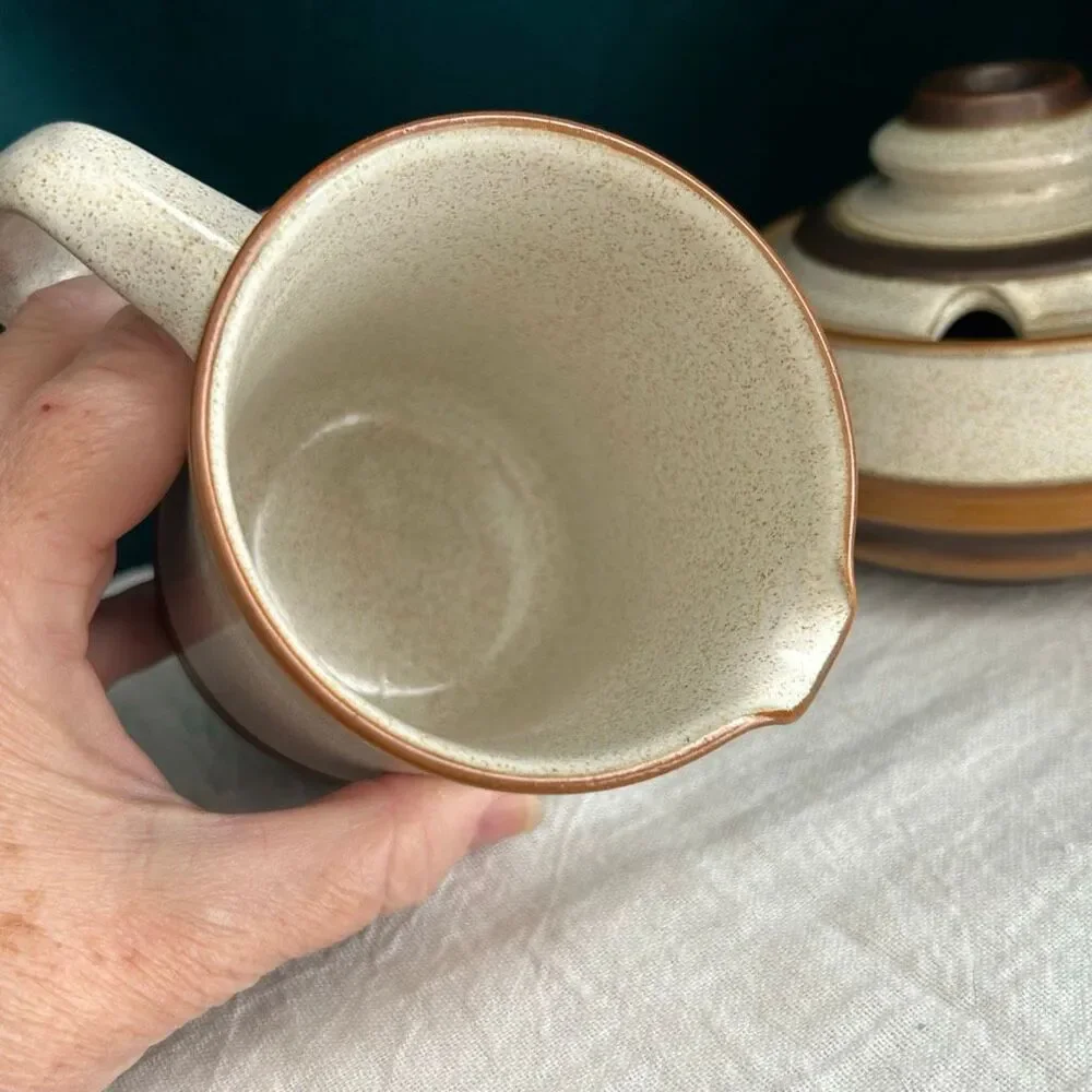 Denby-Langley Potter's Wheel Sugar Creamer Speckled Stoneware